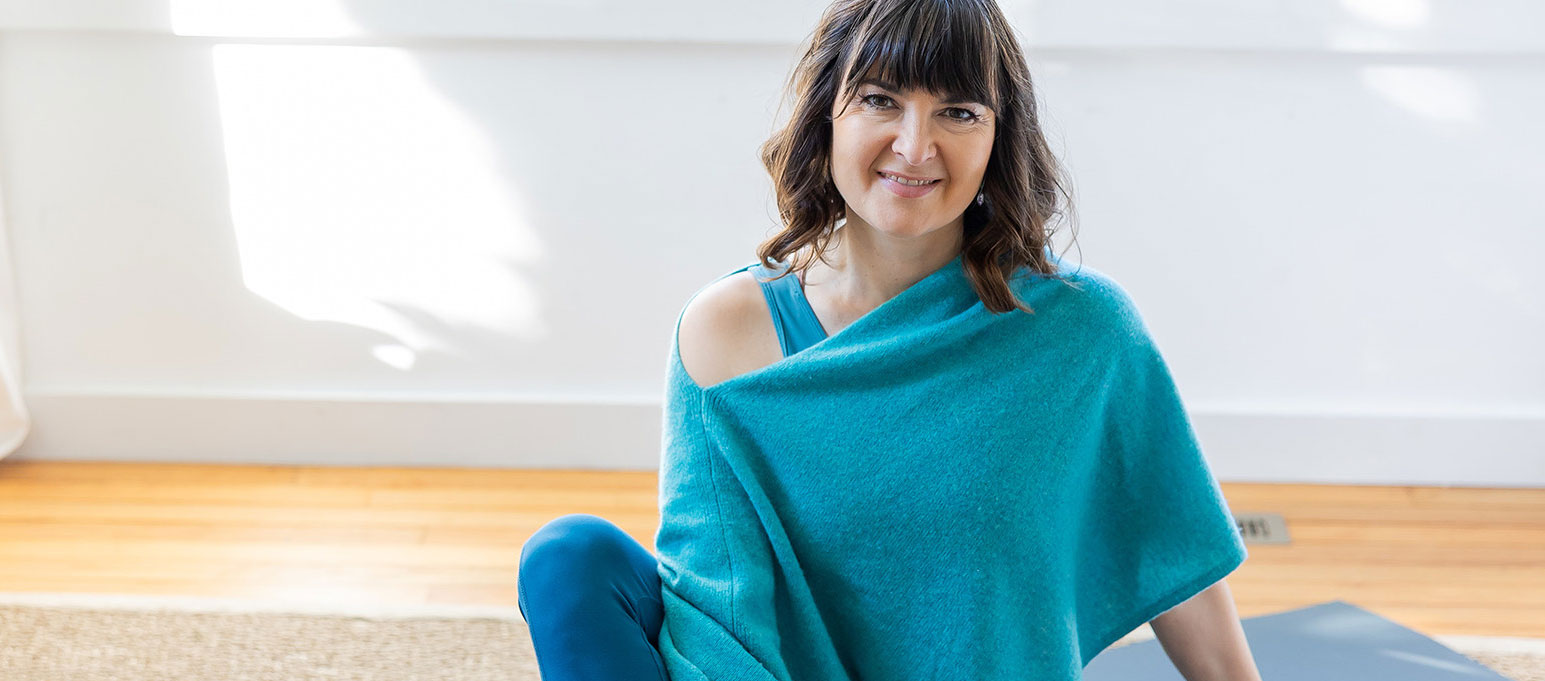 woman in blue sweater