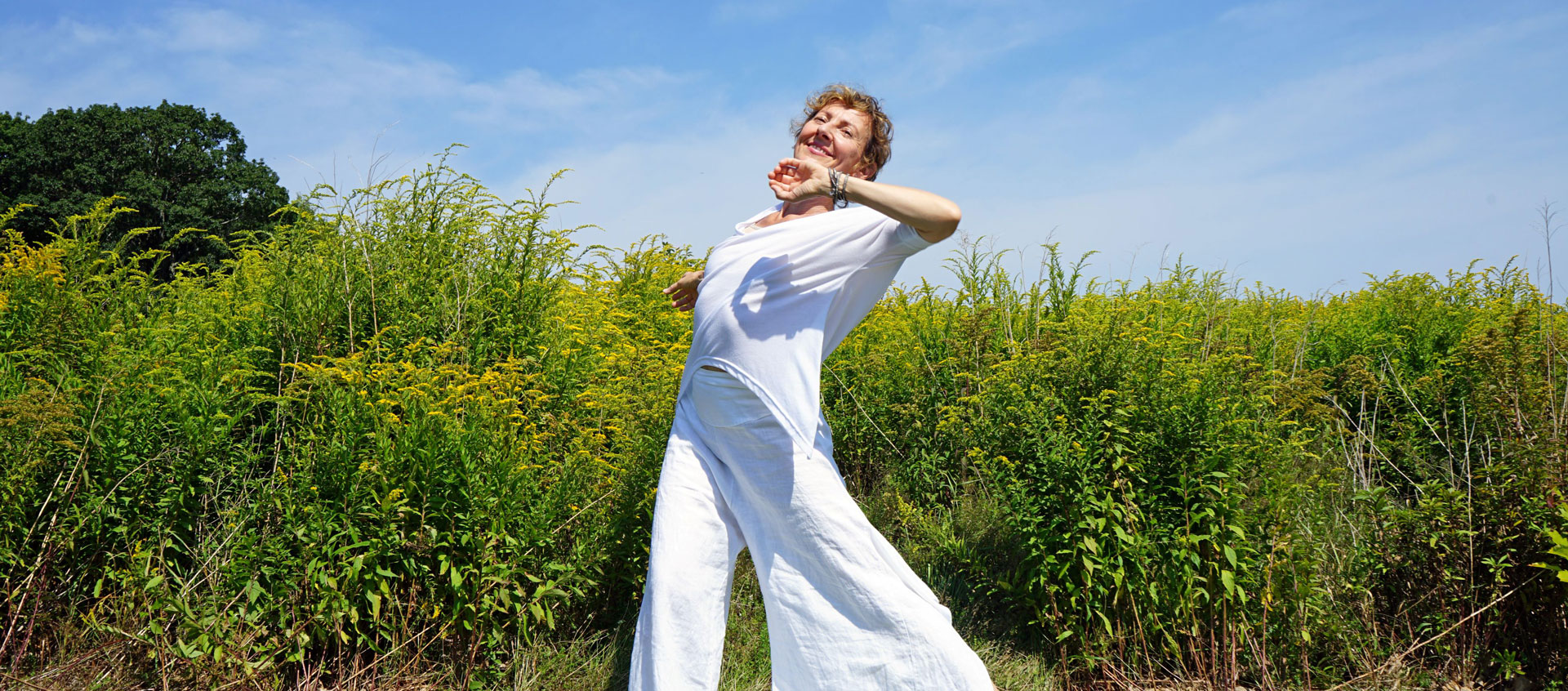 woman outside dancing