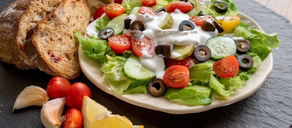 Tomato-Cucumber Salad with Yogurt Sauce